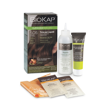 Vopsea permanenta pentru par Nutricolor, Nuanta Castaniu Deschis Saten 5.05, 140ml 681874