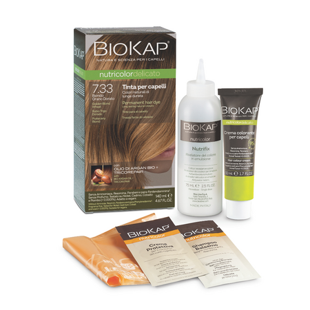 Vopsea permanenta pentru par Nutricolor, Golden Blond Wheat 7.33, 140 ml, Biokap 681922