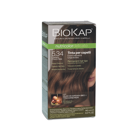 Vopsea permanenta pentru par Nutricolor Delicato, Honey Light Brown 5.34, 140ml, Biokap