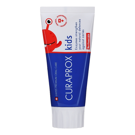 Pasta de dinti pentru copii cu aroma de capsuni fara flour, 60ml, Curaprox kids