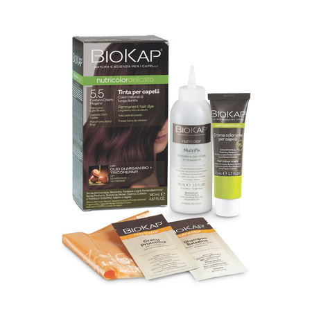Vopsea permanenta pentru par Nutricolor Delicato, 5.5 Mahogany Light Brown, 140 ml, Biokap 681890