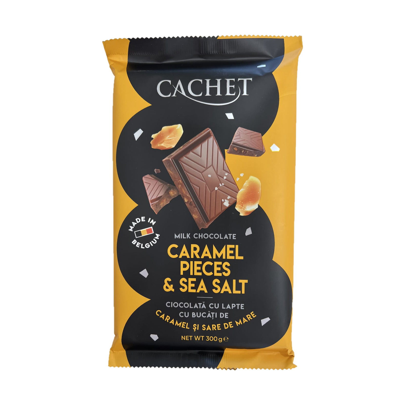 Ciocolata cu lapte, caramel si sare de mare, 300 g, Cachet