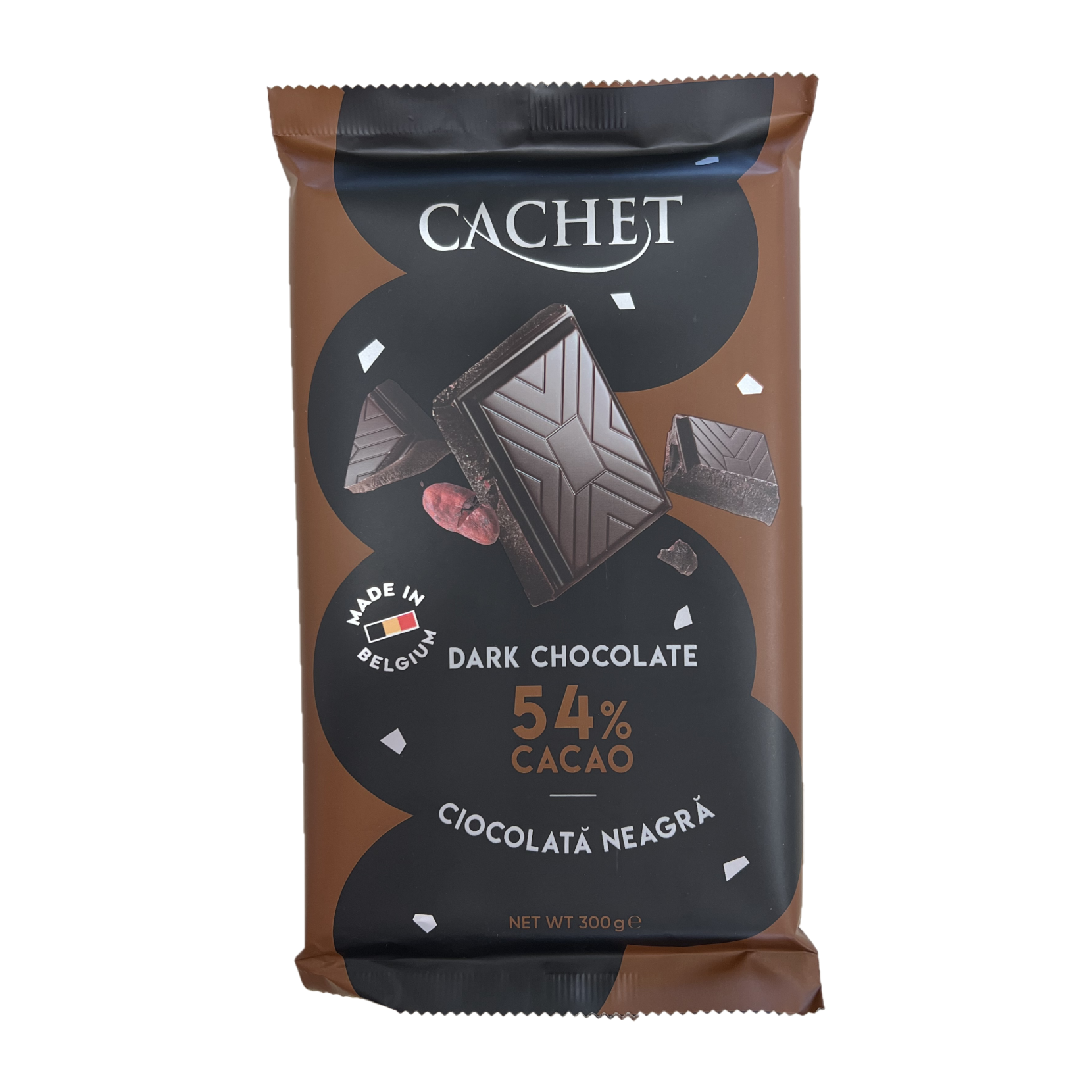 Ciocolata neagra 54%, 300g, Cachet