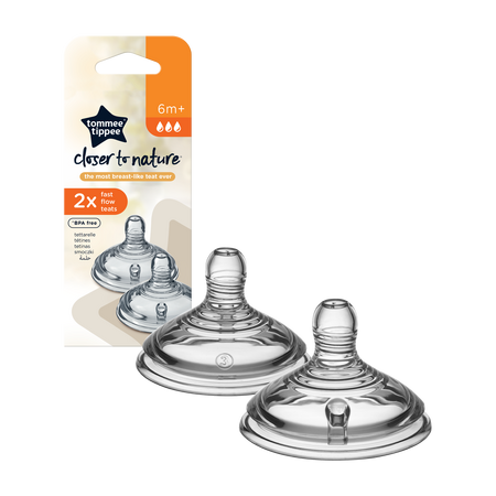 Tetina din silicon anti-colici flux rapid, 6 luni+, 2 bucati, Tommee Tippee