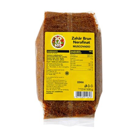 Zahar brut nerafinat Muscovado, 500 g, Solaris 723537