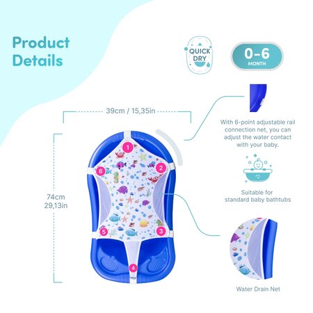 Suport anatomic tip hamac de baita, Marin, 0-6 luni, Sevi Baby 808536