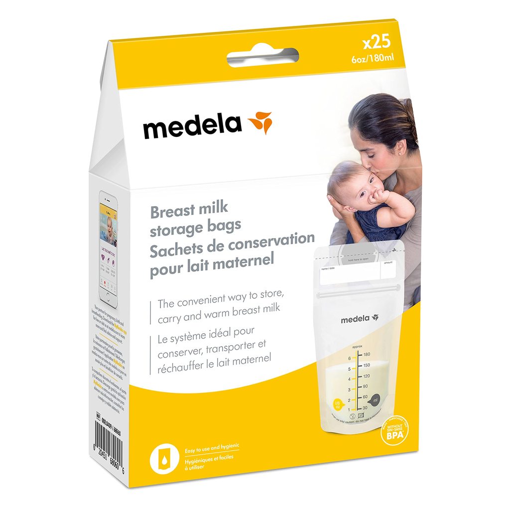 Pungi pentru pastrarea laptelui matern, 25 buc x 180 ml, Medela