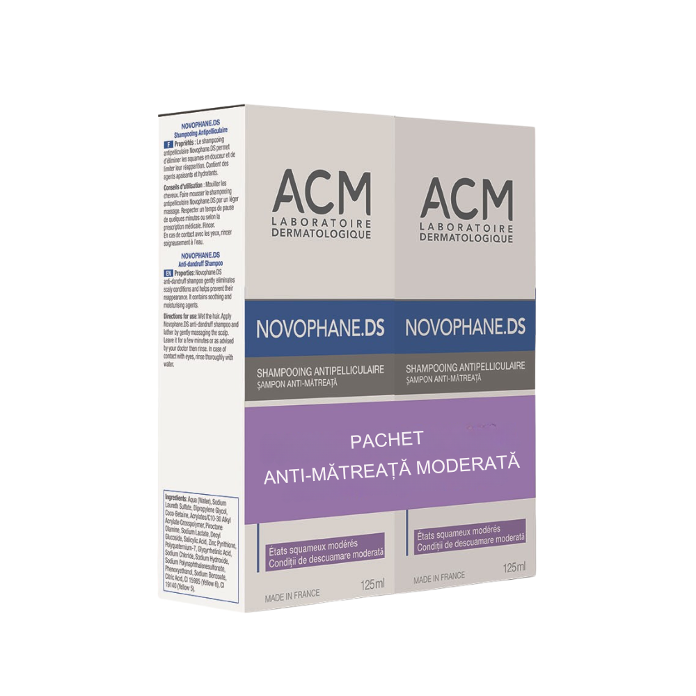Pachet Sampon antimatreata Novophane DS, 125+125 ml, ACM