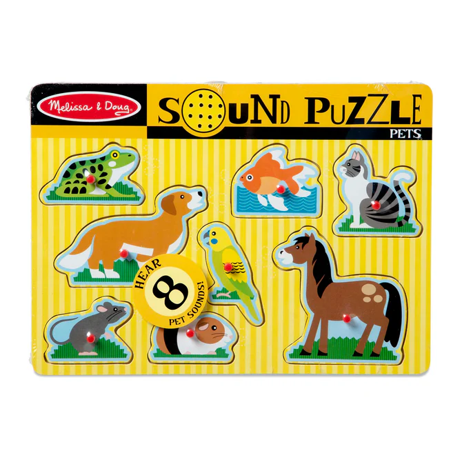 Puzzle din lemn cu sunete Animale de companie, +2 ani, Melissa and Doug