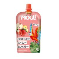 Piure Eco din Mere, Banane si Capsuni, 120 g, Mogli