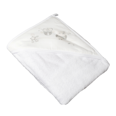 Prosop de baie cu gluga, 80x80cm, Alb, Bufnita, Tega Baby