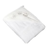 Prosop de baie cu gluga, 80x80cm, Alb, Bufnita, Tega Baby