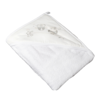 Prosop de baie cu gluga, 80x80cm, Alb, Bufnita, Tega Baby