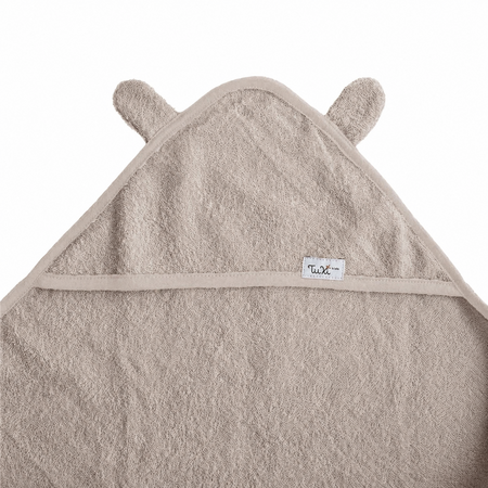 Prosop cu gluga si urechiuse pentru bebelusi, 80x80 cm, Somon, Tuxi Brands