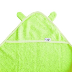 Prosop cu gluga si urechiuse pentru bebelusi, 80x80 cm, Verde, Tuxi Brands