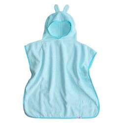 Prosop Poncho cu gluga si urechiuse, Bleu Cyan, 2-6 ani, Tuxi Brands