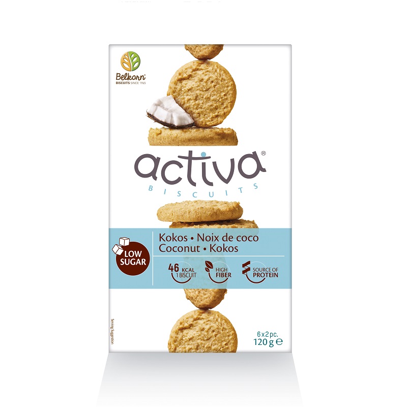 Biscuiti cu cocos Activa, 120 g, Belkorn