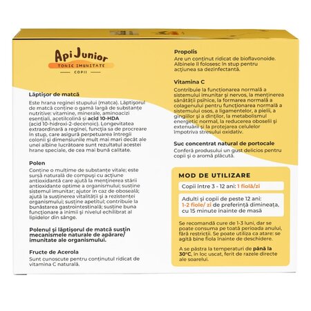 Apijunior Tonic imunitate copii, 30 fiole x 10 ml, Albina Carpatina 815358