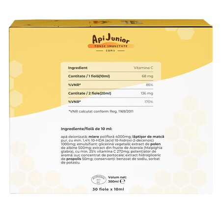 Apijunior Tonic imunitate copii, 30 fiole x 10 ml, Albina Carpatina 815359