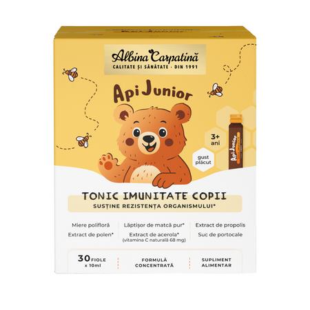 Apijunior Tonic imunitate copii, 30 fiole x 10 ml, Albina Carpatina 817144