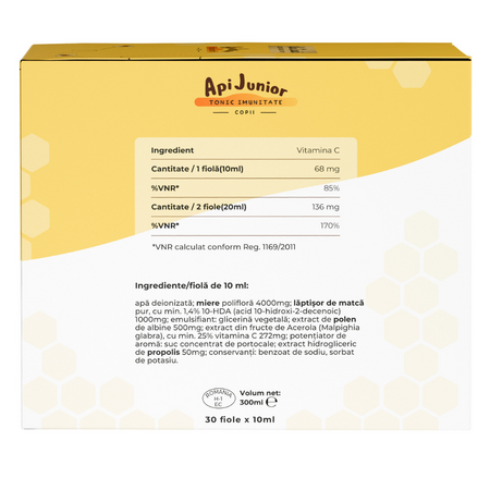 Apijunior Tonic imunitate copii, 30 fiole x 10 ml, Albina Carpatina 817147