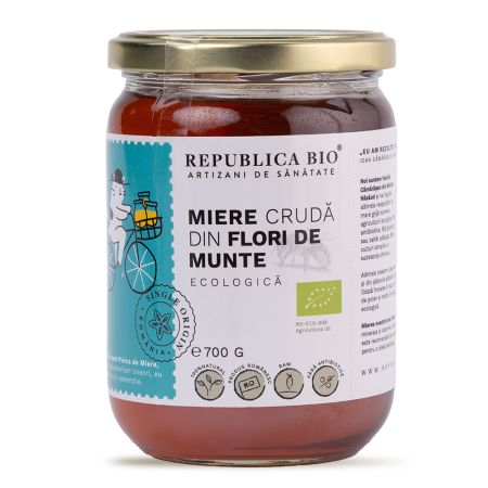 Miere cruda din flori de munte Eco, 700 g, Republica Bio