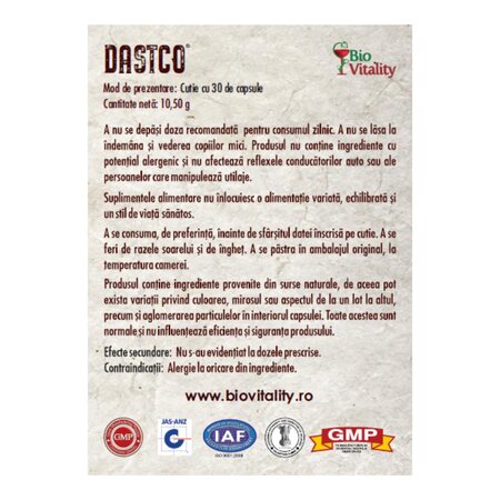 Dastco, 30 capsule, Bio Vitality 780374