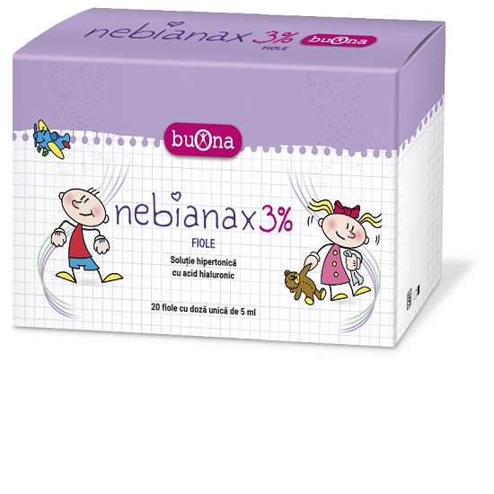 Nebianax fiole cu solutie salina hipertonica 3%, 20 fiole x 5 ml, Buona