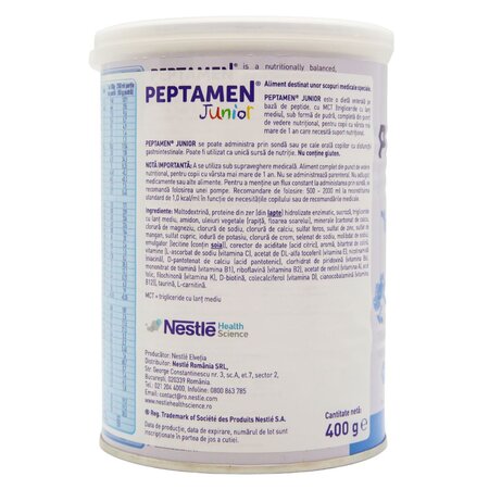 Formula de lapte praf Peptamen Junior, +12 luni, 400 g, Nestle 535319