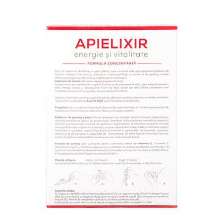 Apielixir energie si vitalitate, 20 fiole x 10 ml, Apicola Pastoral 816929