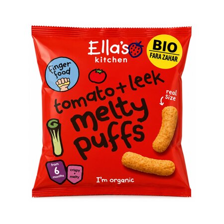 Pufuleti naturali organici, Rosii si Praz, 7 luni+, 20 g, Ella s Kitchen