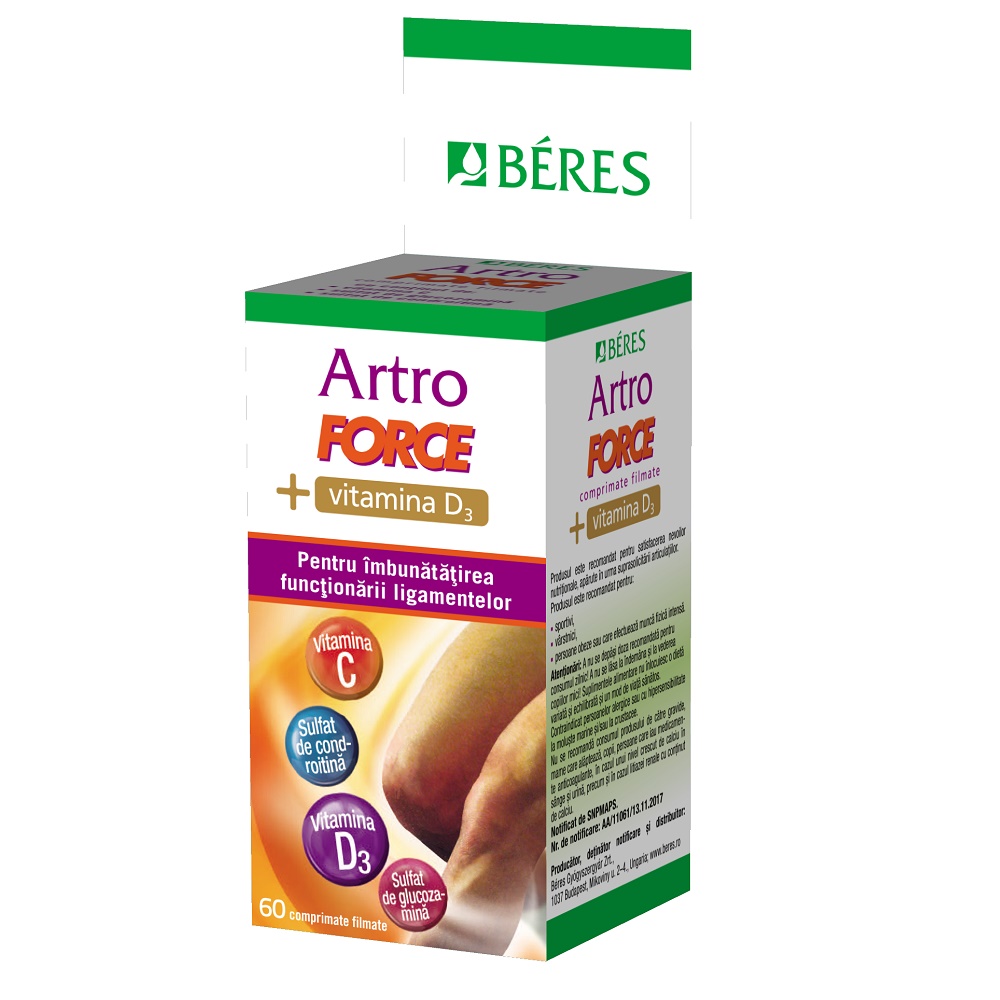 ArtroForce + Vitamina D3, 60 comprimate filmate, Beres