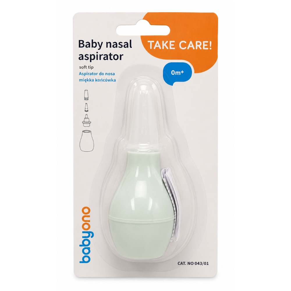 Aspirator nazal cu varf din silicon, +0 luni, Albastru, Babyono