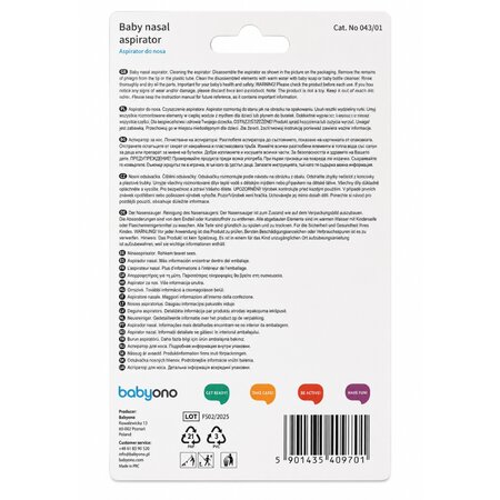 Aspirator nazal cu varf din silicon, +0 luni, Albastru, Babyono 782925