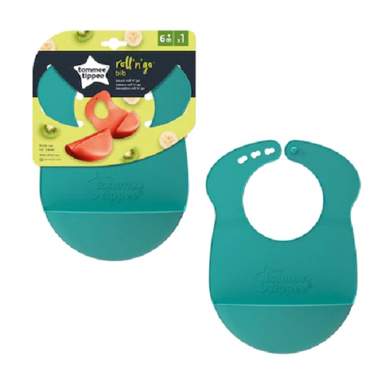 Baveta roll & go, +6 luni, verde, 1 bucata, Tommee Tippee