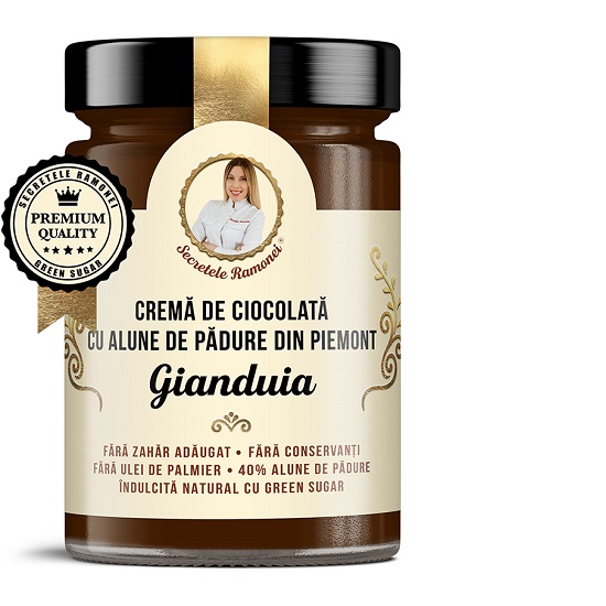  Crema de ciocolata cu Alune de Padure din Piemont Gianduia, 350 gr, Secretele Ramonei