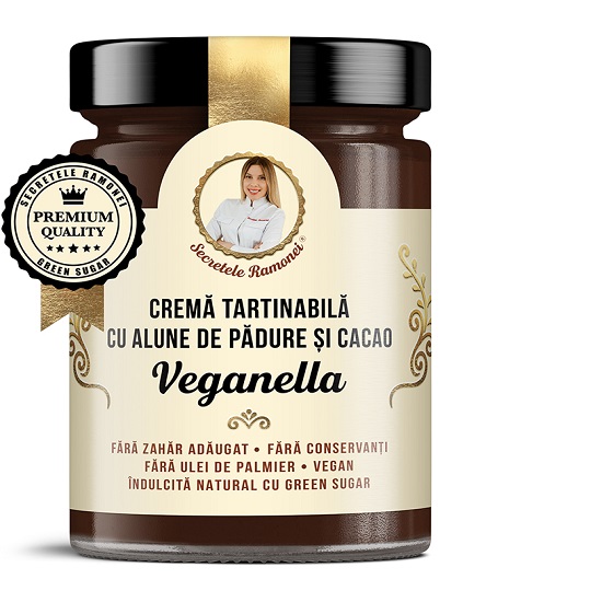 Crema tartinabila cu alune de padure si cacao Veganella, 350 gr, Secretele Ramonei