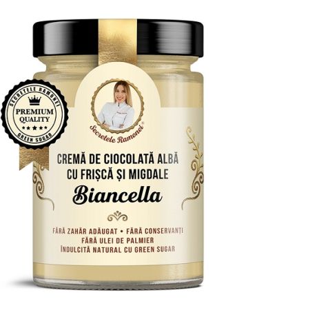 Crema de ciocolata alba cu frisca si migdale Biancella