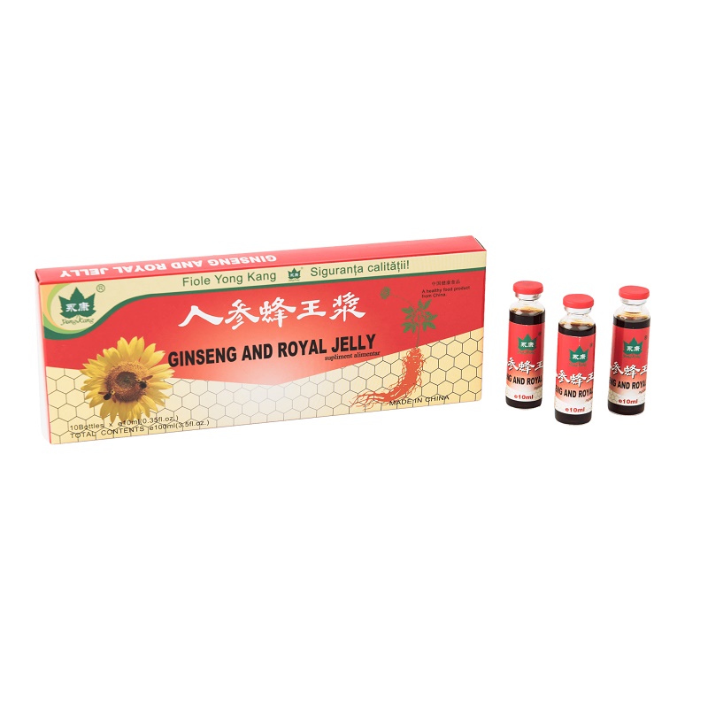 Ginseng cu Royal Jelly, 10 fiole x 10 ml, YongKang International China