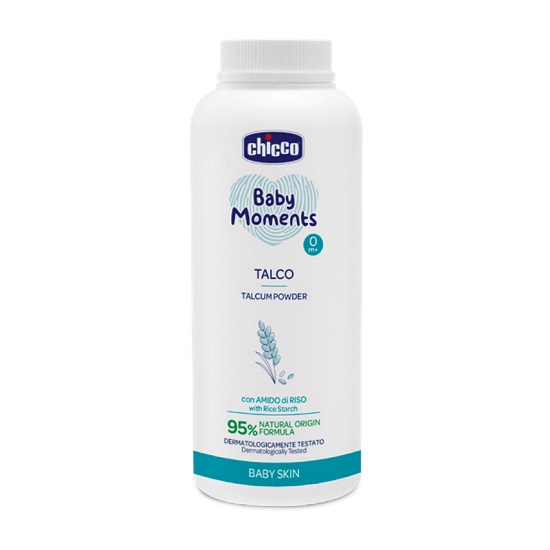 Pudra de talc cu amidon din orez, 0 luni, Baby Moments, 150g, Chicco