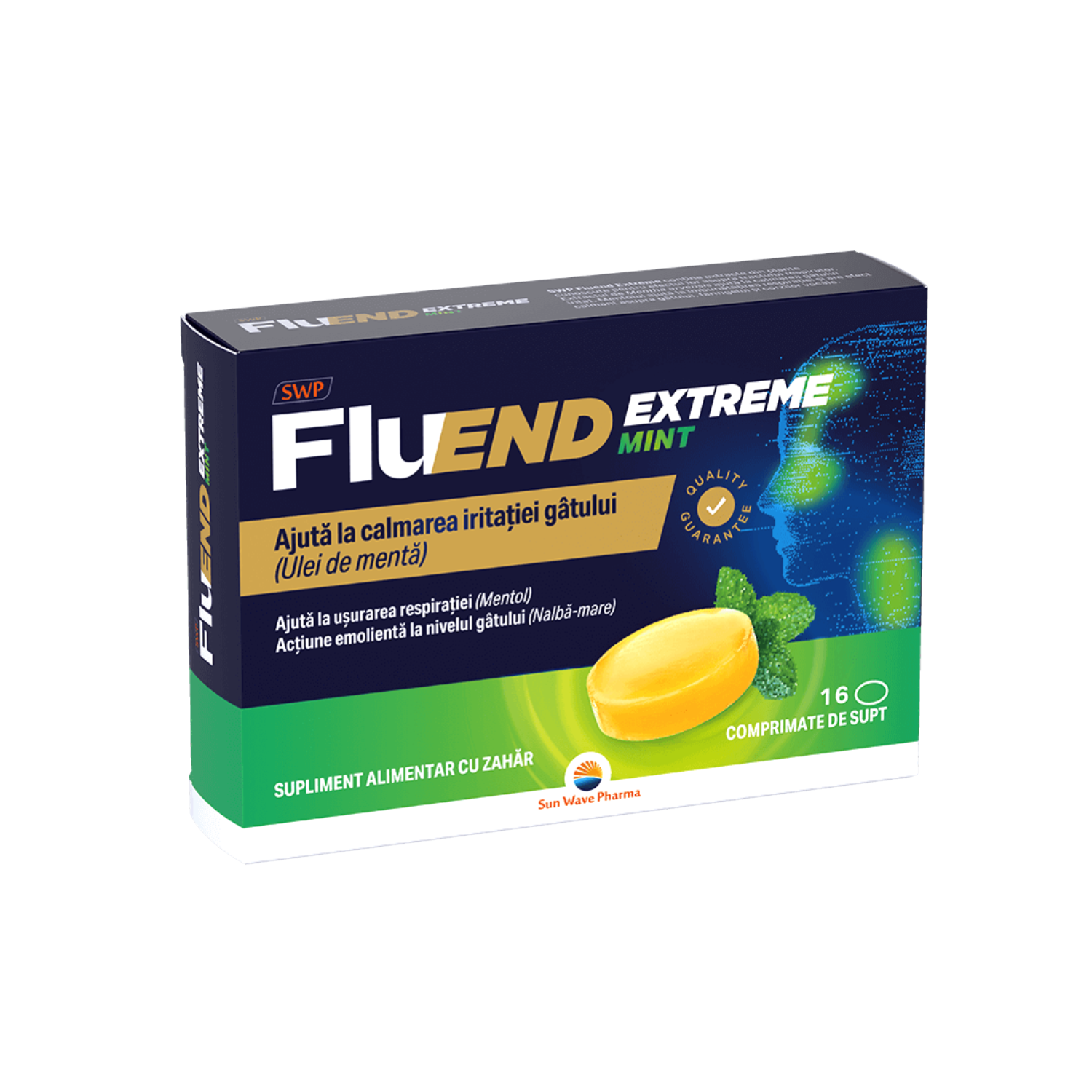 FluEnd Extreme, Menta, 16 comprimate de supt, Sun Wave Pharma