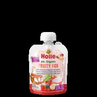 Piure Bio de Mere, Banane si fructe de padure cu iaurt Fruity Fox, 85g, Holle