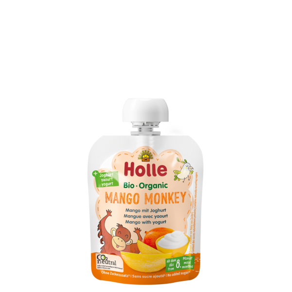 Piure Bio de Mango cu iaurt Mango Monkey, 85g, Holle