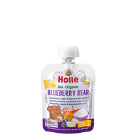 Piure Bio din Afine, Mere si Banane cu iaurt Blueberry Bear, 85g, Holle