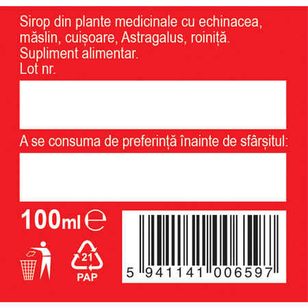 Biosept sirop cu miere, vitamina C si propolis, 100 ml, Fares 721302