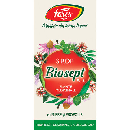 Biosept sirop cu miere, vitamina C si propolis, 100 ml, Fares 721298