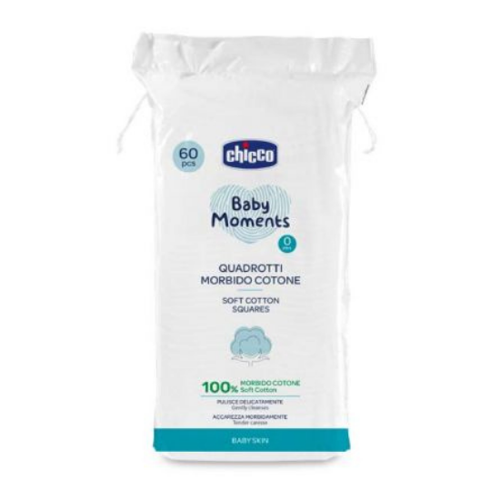 Dischete din bumbac pentru igiena zilnica Baby Moments, 60 bucati, Chicco 