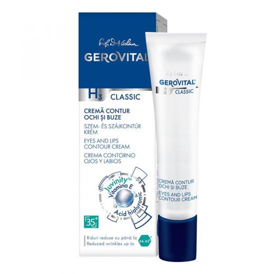 Crema pentru contur ochi si buze H3 Classic, 15 ml, Gerovital 