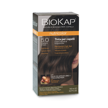 Vopsea permanenta pentru par 5.0 Light Brown Nutricolor, 140 ml, Biokap