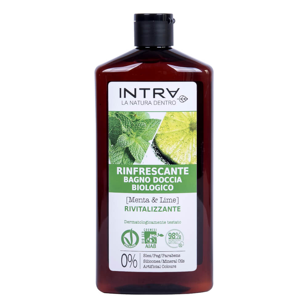 Gel de dus bio cu menta si lime, 400ml, Intra